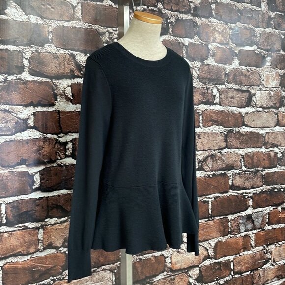 Halogen Pullover Sweater Flare Ribbed Knit Black Size Large L - Picture 8 of 16